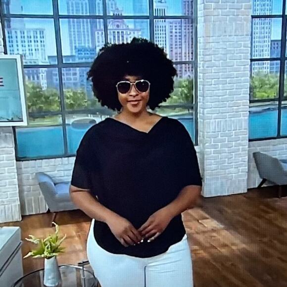 H by Halston Cowl Neck Relaxed Top Black Sz Large - Picture 1 of 8